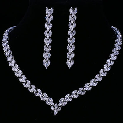 Vibrant Zircon Leaf Jewelry Set - ShopLorca